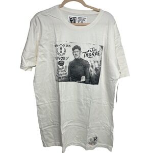 Roots of Fight Jim Thorpe 1920 Photo Graphic T-Shirt Mens XXL Vintage White NEW